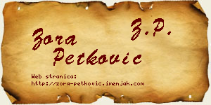 Zora Petković vizit kartica